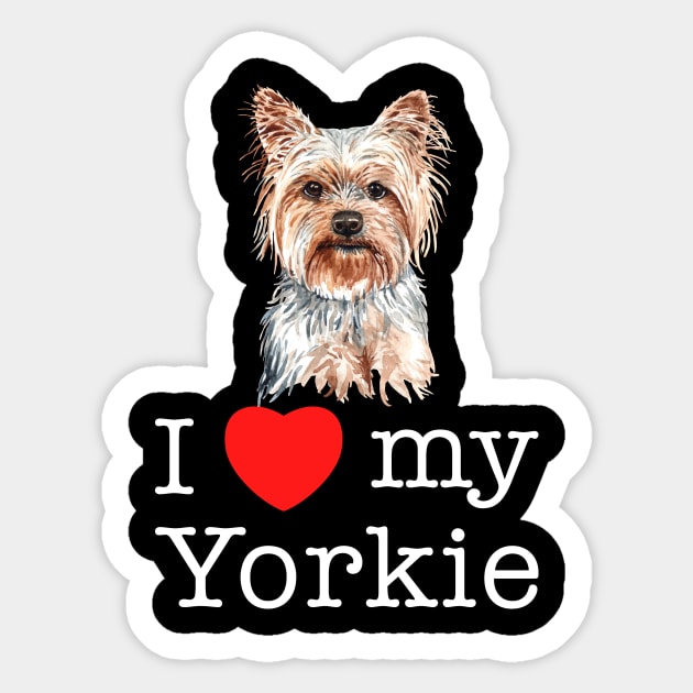 I Love My Yorkie - Yorkshire Terrier Dog Sticker by Marc Scott Parkin